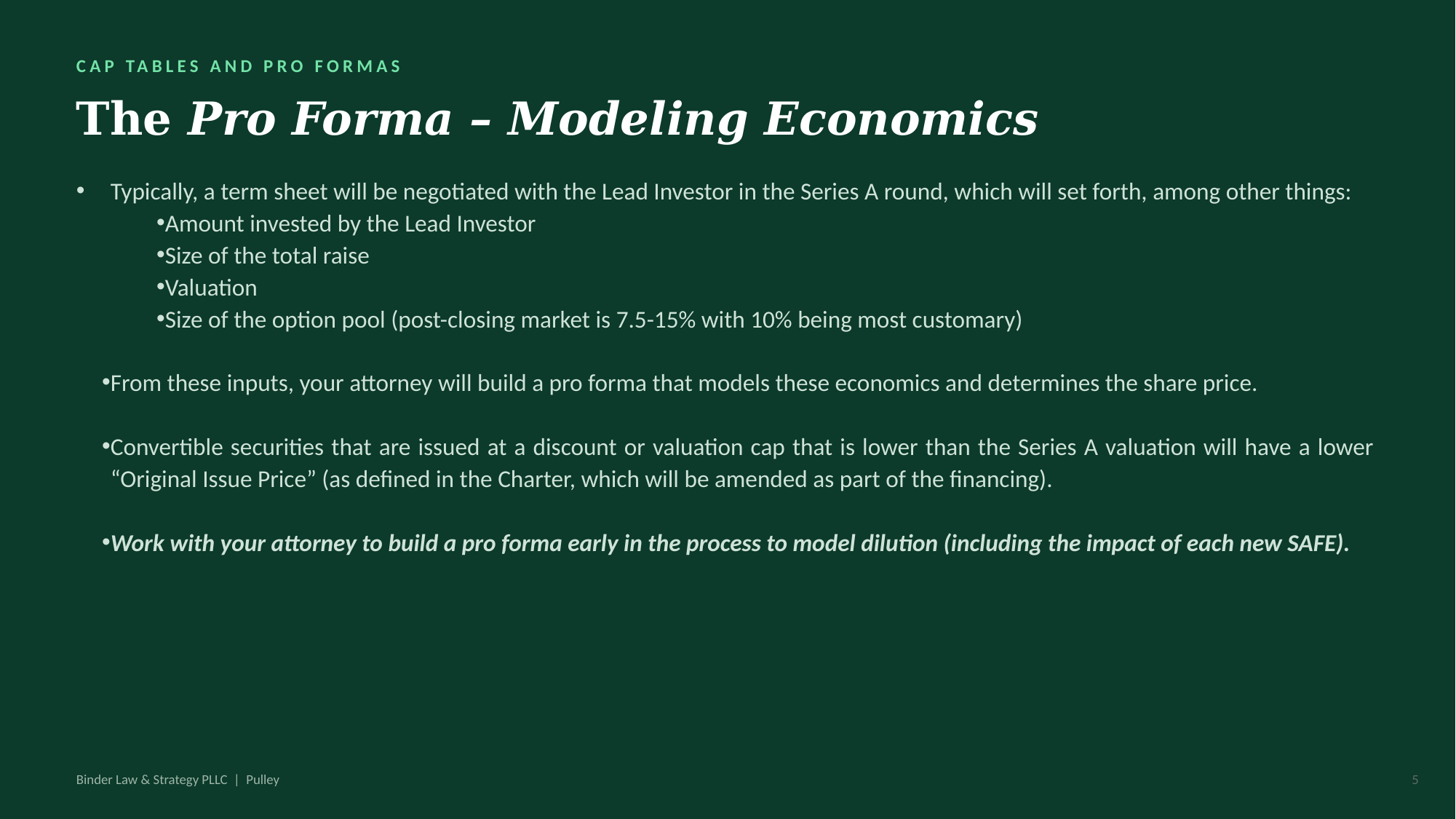 Early Financing Strategy — slide 5