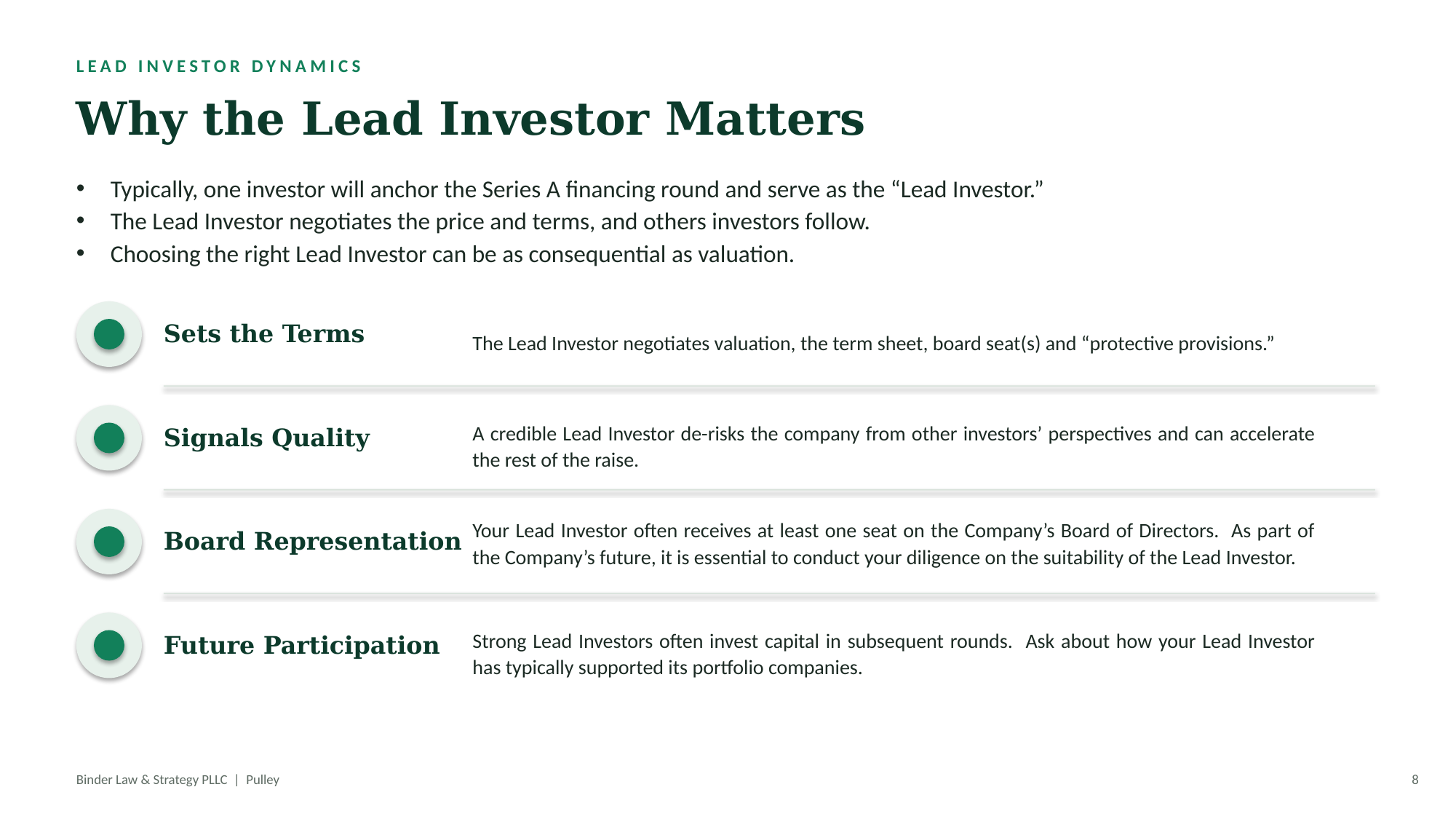 Early Financing Strategy — slide 8